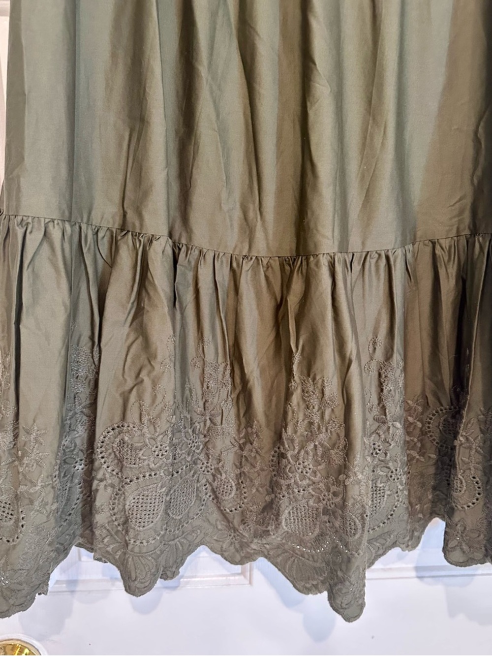 Jason Wu Tiered Eyelet Lace Midi Skirt Size Medium Smocked Waist Embroidered - Picture 2 of 5